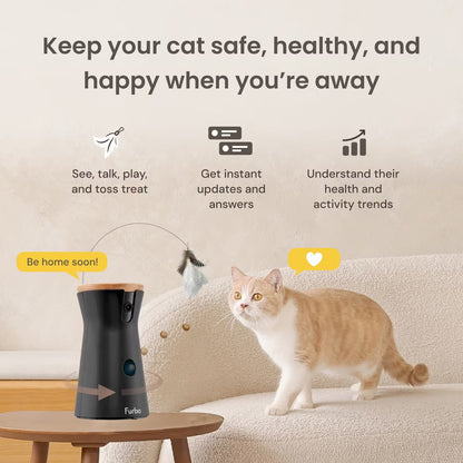 Furbo Cat Camera with Feather Toy in Living Room
